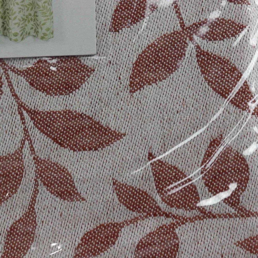Elrene Serene Tier Curtains 24 Inch Spice Red Leaf Rod Pocket 60x24 Cotton Linen